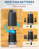 CIRCLE JOY Gravity Electric Salt and Pepper Grinder Set Automatic Salt and Pepper Grinder Set with LED Light, Battery Operated, Adjustable Coarseness, Large Capacity, for Home Kitchen BBQ - Image 3