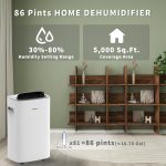 Shinco 86 Pints Dehumidifier for Home and Basements, 5000 Sq.Ft Dehumidifiers with Drain Hose, Auto or Manual Drainage, Auto Defrost, Quietly Remove Moisture, Intelligent Humidity Control, 24HR Timer - Image 3