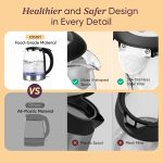 Cosori Electric Kettle, No Plastic Filter & Spout, 1.8Qt Tea Kettle & Hot Water Boiler For Coffee & Tea, Water Heater & Teapot, Automatic Shut Off, Borosilicate glass , Black, 1500W - Image 3